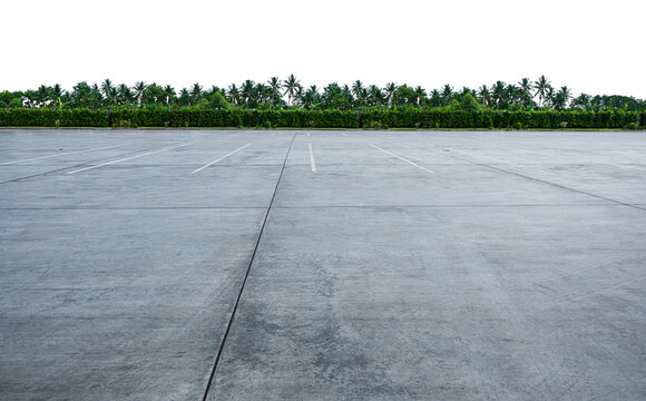 Empty parking lot with empty sky isolated on transparent background, PNG File