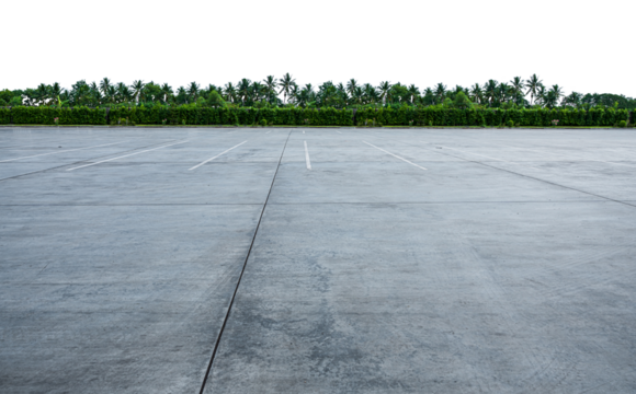 Empty parking lot with empty sky isolated on transparent background, PNG File