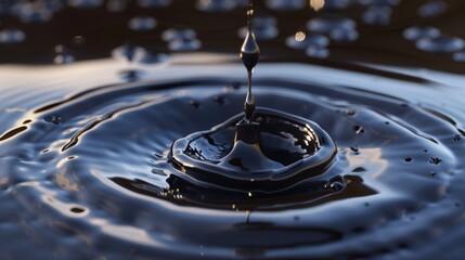 Flowing Black Oil Liquid with Realistic Droplets and Texture Detail.