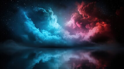 Fototapeta premium otherworldly landscape with glowing elements and a colorful sky in equidistant projection creating an immersive experience