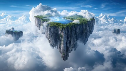 imaginative extraterrestrial landscape with floating islands and luminescent features in equidistant projection ideal for storytelling