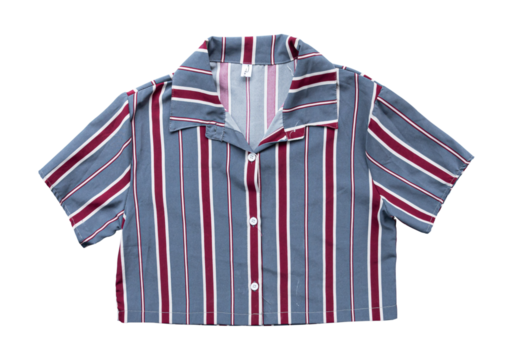 Men's classic cotton shirt with short sleeve isolated on transparent background. PNG File