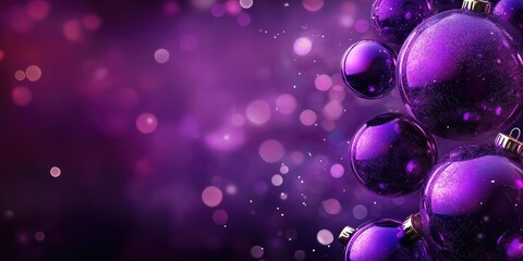 Abstract banner with purple Christmas balls background