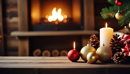 christmas still life decorations rustic wooden background capturing cozy holiday vibe