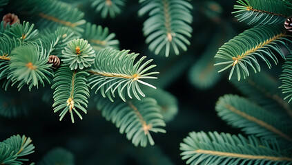 view beautiful green fir tree branches perfect christmas winter themes