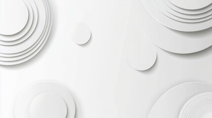Obraz premium Abstract white background with overlapping circles in a minimalist style.