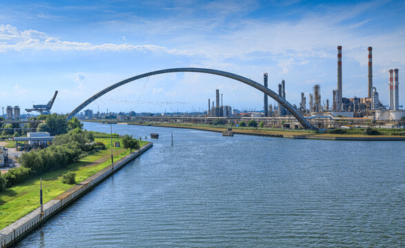 View of Marghera Port, industrial area near Venice in Italy.