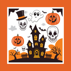 spooky halloween card design vector