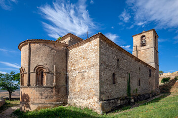 Obraz premium Church where the Santísima Trinidad museum is located in Atienza, Guadalajara, Castilla-La Mancha, Spain with beautiful morning light