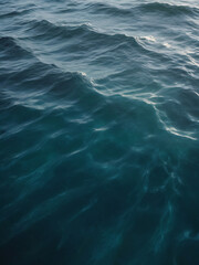 Fototapeta premium The sea’s surface dances with waves, a deep and mysterious blue.