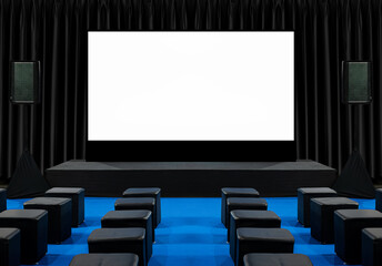 White screen display on stage at business presentation exhibition