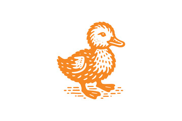 little duckling. vintage old retro vector illustration. icon, logo, emblem