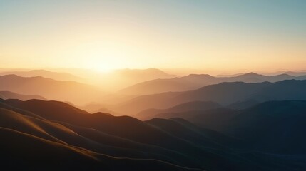 Fototapeta premium Serene Panoramic Mountain Range at Sunrise