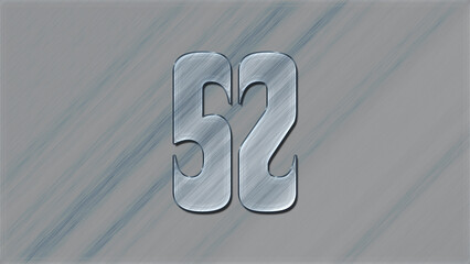 3D Glass effect number design of 52, glassy background.