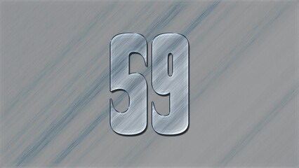 3D Glass effect number design of 59, glassy background.