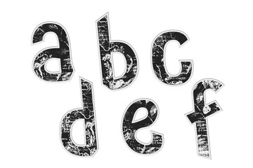 Fototapeta premium Leather Latin letters with vintage pattern. Scrapbook elements isolated set 1