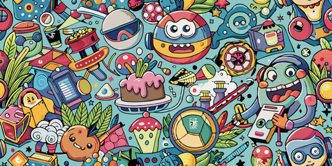 Fototapeta premium pattern with food and cartoon