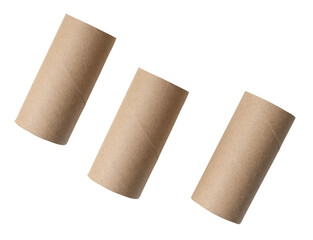 Top view set of tissue paper cores or napkin in strange shape after use in toilet or restroom...