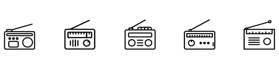 Radio tuner icon set. Radio broadcast vector symbol. Radio receiver icon. Radio icon vector set. Radio wave illustration sign collection. Music symbol or logo. Vector Illustration. EPS 10