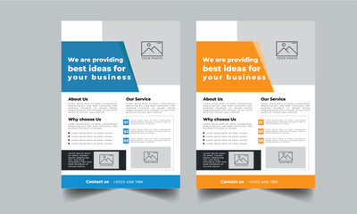Corporate flyer design template with 2 color design concept layout