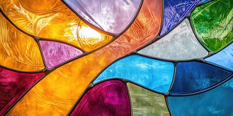 Colorful Stained Glass Window Close Up