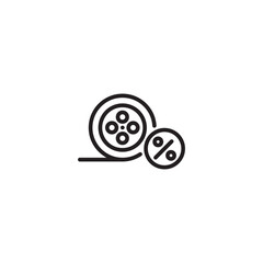 Film reel with percent. Movie discount. Movie deal. Film reel icon with a percentage symbol, representing a movie discount or special offer. Film promotion.