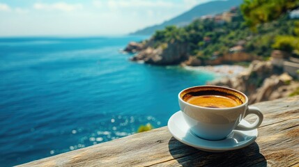 Wooden Table with Coffee