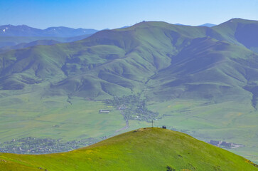 Teghenyats Ridge and upper station of Myler ski resort scenic view from Mount Ara (Aragatsotn...