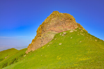 volcanic rock pinnacle on Mount Ara summit (Aragatsotn province, Armenia)