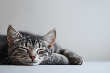 Obraz premium Sleeping Cat Close-Up Background