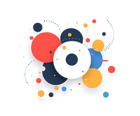 Obraz premium 3D simple flat vector illustration design on a white and grey background design with colorful circles and a circular chart design, a minimalistic and simple design