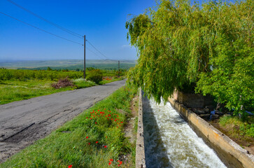 Kasagh Channel on Ararat plain in Aragatsotn province, Armenia