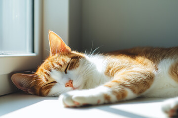 Sleeping Cat Close-Up Background