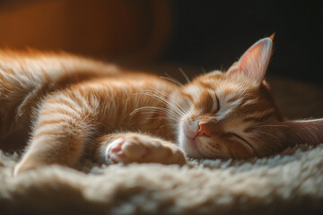 Sleeping Cat Close-Up Background