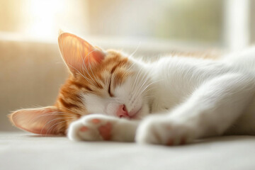 Sleeping Cat Close-Up Background