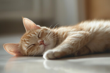 Sleeping Cat Close-Up Background