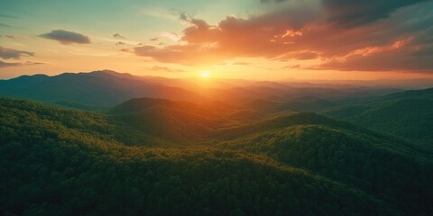 Obraz premium Mountain Sunset Landscape