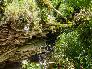 Sheer cliffs frame ancient ruins, reminiscent of past greatness, creating a mystical atmosphere and...