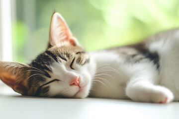 Sleeping Cat Close-Up Background