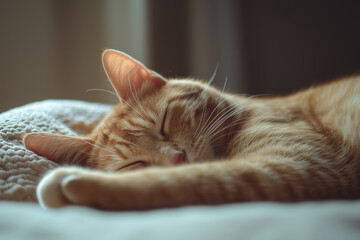 Sleeping Cat Close-Up Background