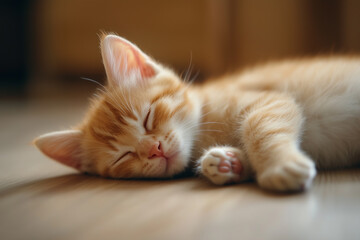 Obraz premium Sleeping Cat Close-Up Background
