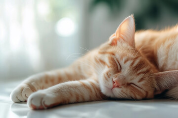 Sleeping Cat Close-Up Background