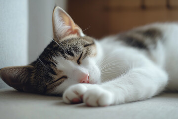 Sleeping Cat Close-Up Background