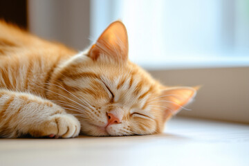 Sleeping Cat Close-Up Background