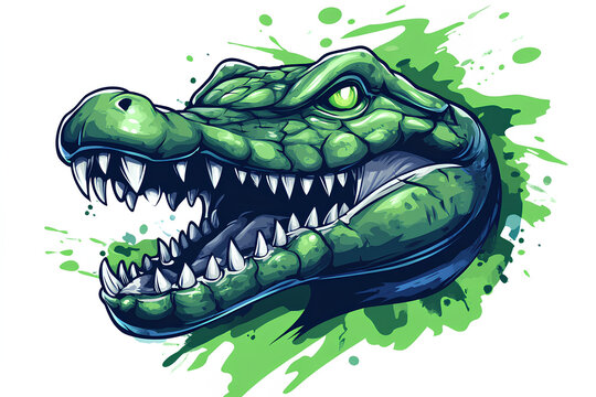 crocodile mascot logo design watercolor