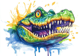 Obraz premium crocodile mascot logo design watercolor