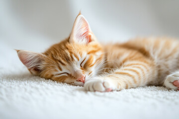 Fototapeta premium Sleeping Cat Close-Up Background