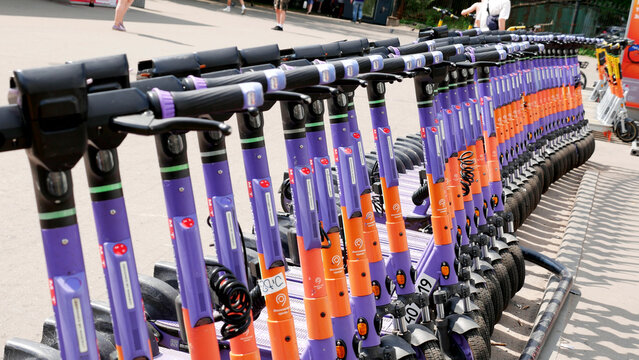 Urent electric scooters. Parking