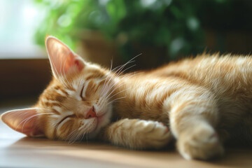 Sleeping Cat Close-Up Background