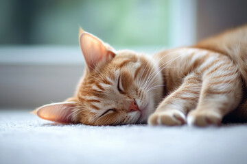 Sleeping Cat Close-Up Background